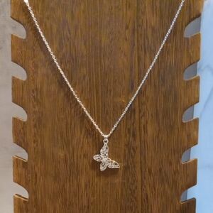 Elegant Silver Butterfly Pendant Necklace